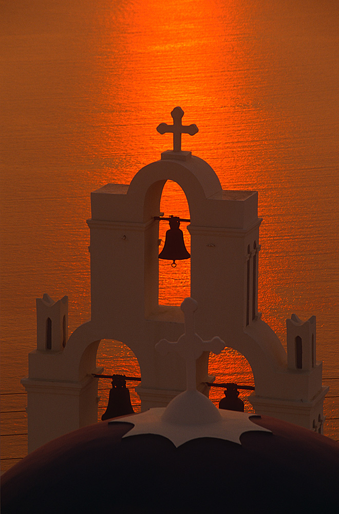 Church Bell Tower at Sunset, Santorini 